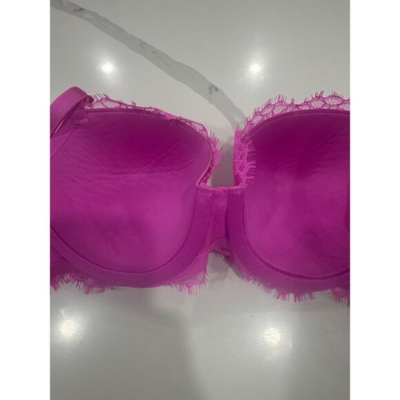 Victorias Secret Pink Lace Lightly Lined Push-Up Bra 32DD Adjustable Straps & Ho - Picture 6 of 6